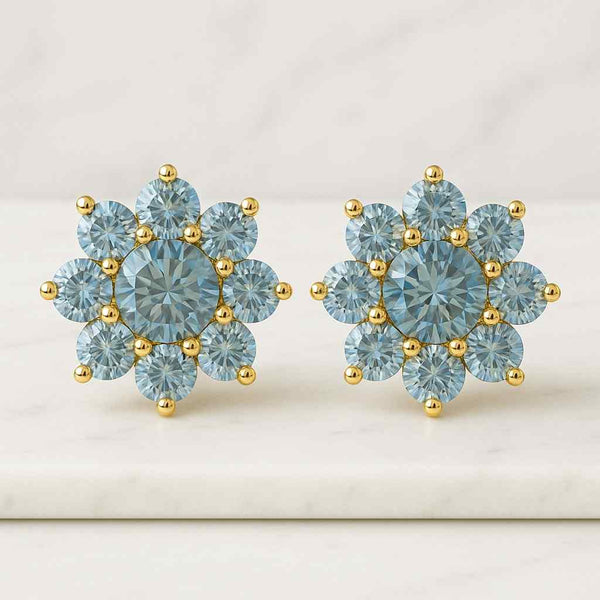 Fancy Blue Pear Cut Lab Diamond Drop And Dangle Earrings Cluster Set Diamond Wedding Earrings