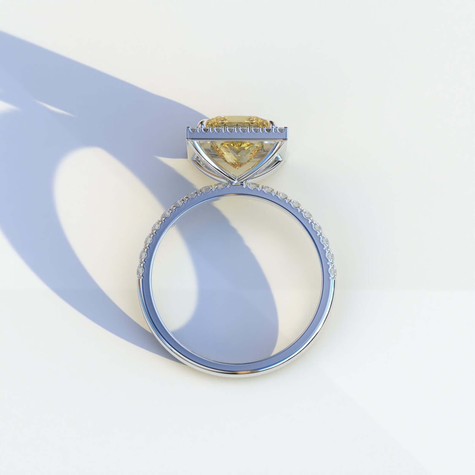 Fancy Vivid Yellow Diamond Pave Engagement Ring