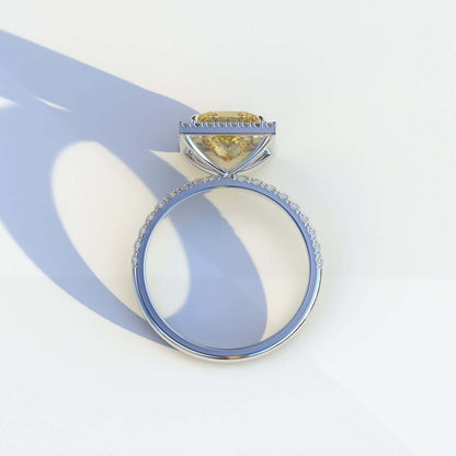 Fancy Vivid Yellow Diamond Pave Engagement Ring