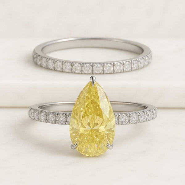 Fancy Vivid Yellow Pear Diamond Pear Cut Yellow Lab Grown Diamond