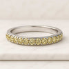 Vivid Yellow Round Cut Lab Grown Diamond Wedding Band For Her