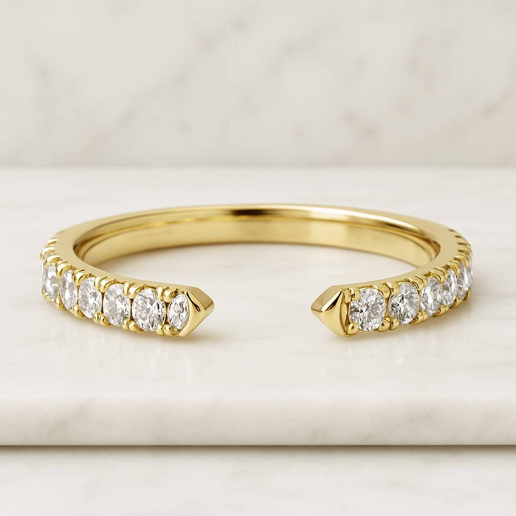 Fiancée Minimalist Statement Band Custom Open Gap Ring for Low Setting Engagement Ring