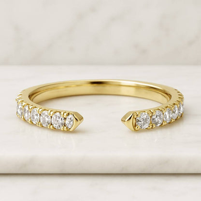 Fiancée Minimalist Statement Band Custom Open Gap Ring for Low Setting Engagement Ring