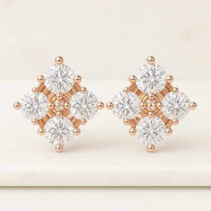 Fiore Diamond Engagement Ring Round Lab White Diamond Cluster Flower Engagement Ring