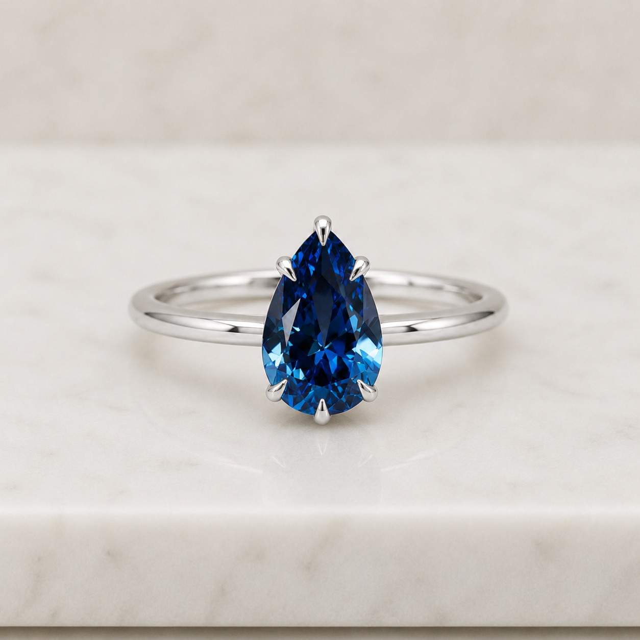 firework cut blue sapphire engagement ring pear shaped 14k gold ring natural diamond art deco bridal ring unique september birthstone ring
