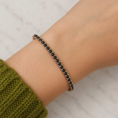 Classic Bezel Set Simulated Diamond Tennis Bracelet in Sterling Silver