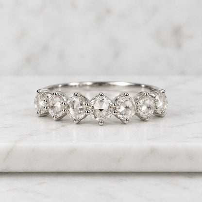 Five Stone Moissanite Gold Ring | Round Cut Anniversary Band for Women | 5 Stone Eternity Style Wedding Band | Gold Bridal Jewelry Gift
