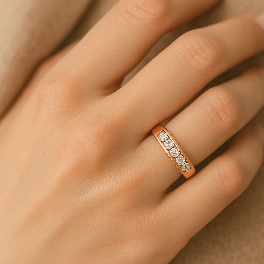 Five Stone Moissanite Ring 18k Gold Plated Engagement Ring Gift for Her Dainty Promise Ring Minimalist Ring for Wife Elegant Jewelry