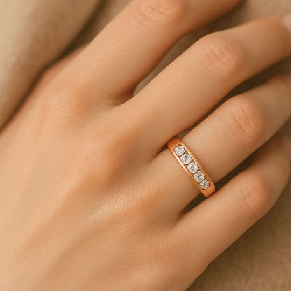 Five Stone Moissanite Ring 18k Gold Plated Engagement Ring Gift for Her Dainty Promise Ring Minimalist Ring for Wife Elegant Jewelry