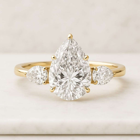 Flawless Teardrop Cut Moissanite Wedding Ring Surprise For Wife Anniversary Ring For Her