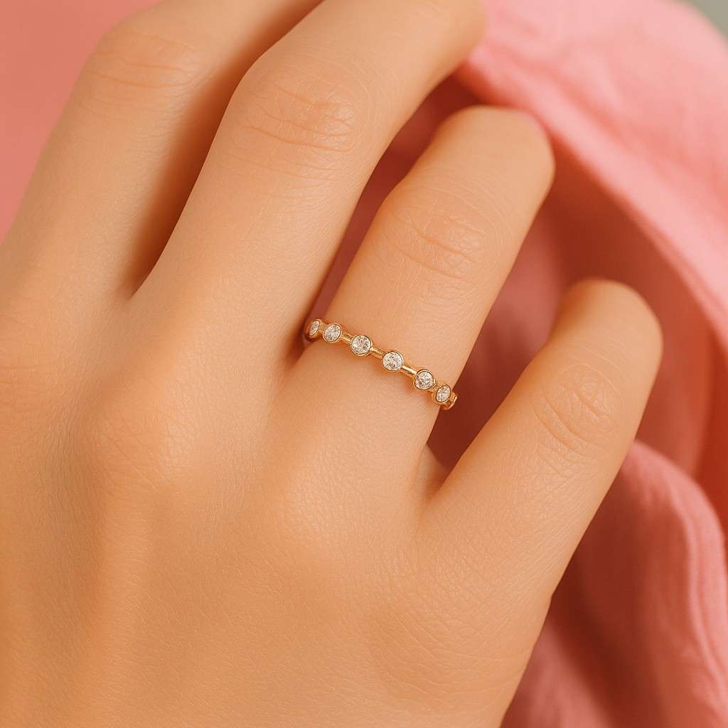 Floating Bubble Diamond Wedding Band Stackable Matching Band