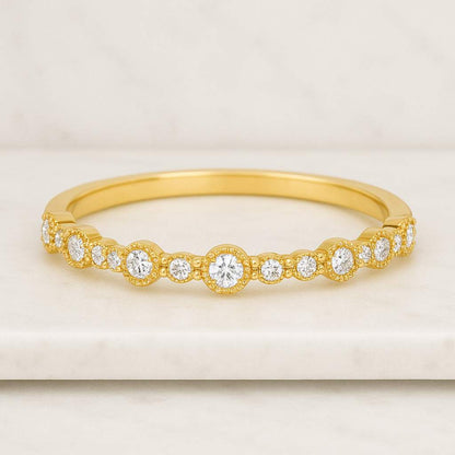 Floating Bubble Prong Stackable Band Shared Prong Lab Grown Diamond Wedding Band