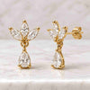 Marquise & Pear Lab Grown Diamond Floral Drop Stud Earrings