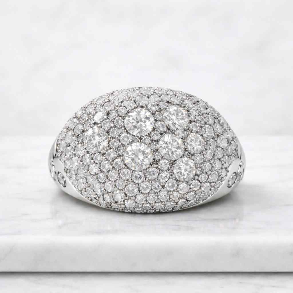 floral diamond dome ring