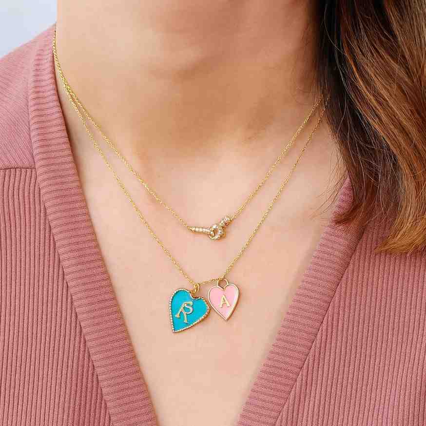 Floral Initial Heart Necklace Personalized Letter Pendant Gold Or Silver Tone