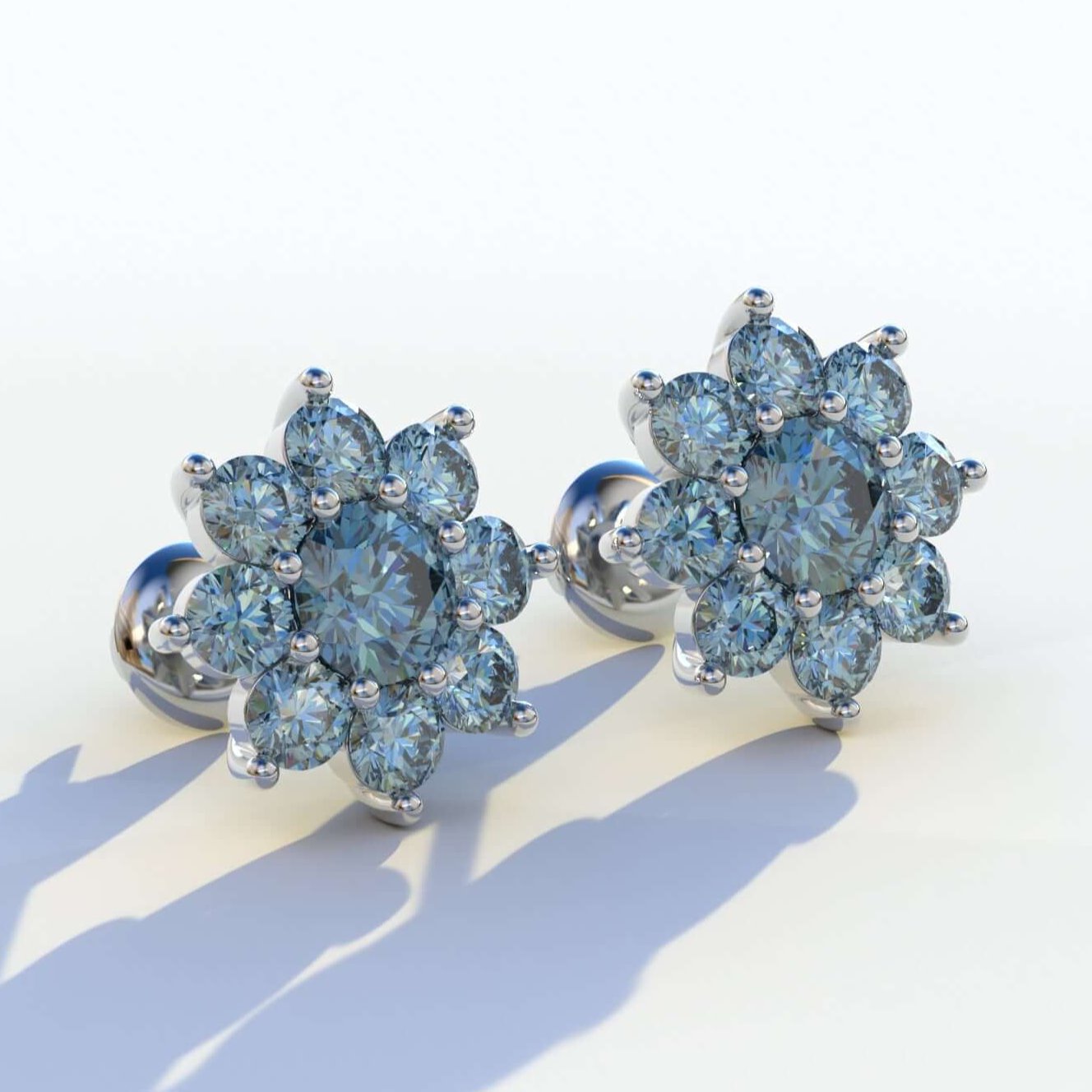 Floral Shape Diamond Earrings