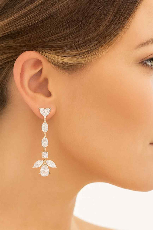 Floral Stud Earring Pear Moissanite Diamond