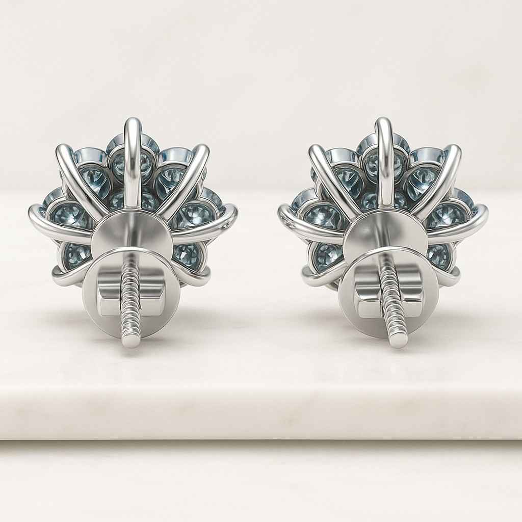 Flower Earrings Birthday Anniversary Gift for Wife Real Lab Grown Diamond Earrings Bridal Earrings for Her