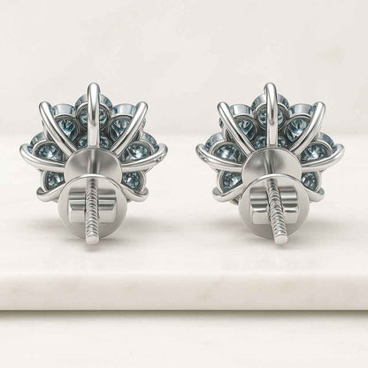 Flower Earrings Birthday Anniversary Gift for Wife Real Lab Grown Diamond Earrings Bridal Earrings for Her