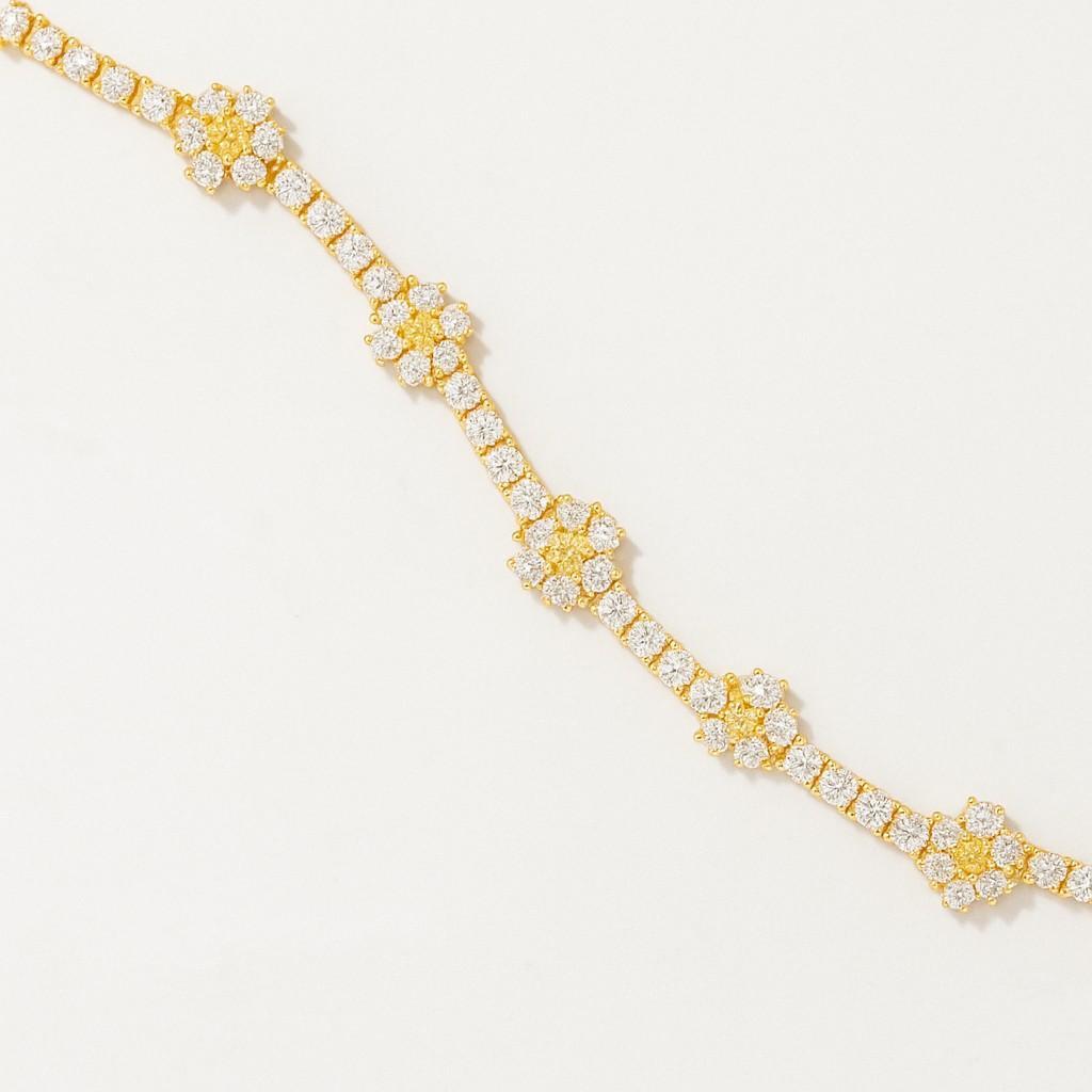 Flower Bracelet 6.5mm Round Cut Moissanite Solid Rose Gold Bracelet