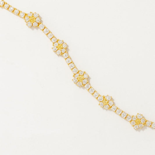 Flower Bracelet 6.5mm Round Cut Moissanite Solid Rose Gold Bracelet