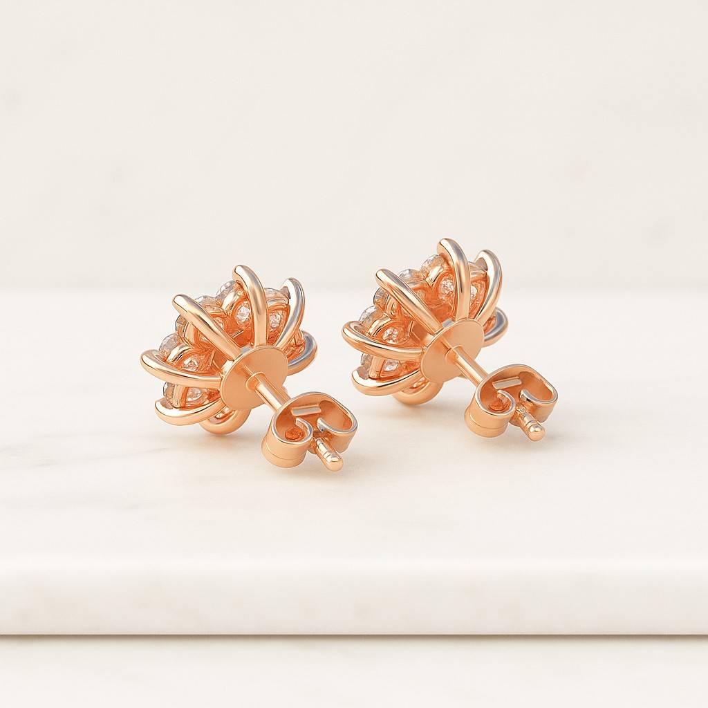 Flower Jewelry Elegant Engagement Gift for Her Mens Womens Floral Cluster Stud Screw Back Earrings