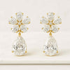 Pear Cut Lab Grown Diamond Flower Petals Drop Earrings In 18K Gold