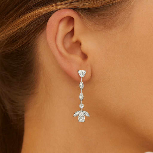 Flower Shape Pear & Round Cut Moissanite Diamond Stud
