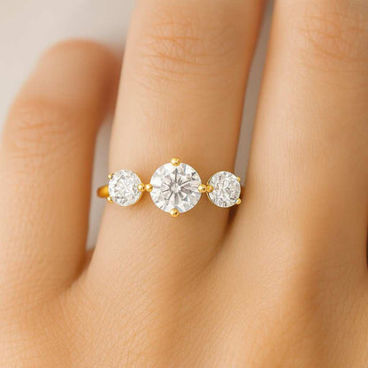 Three Stones Diamond Ring Triple Stone Stacking Ring Minimalist Ring Promise Ring