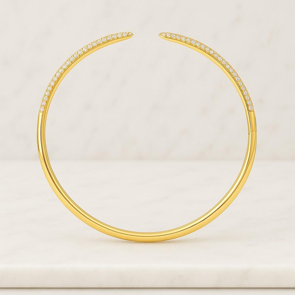 Half Eternity Bangles Two Row Diamond Bangle Open Cuff Bangle 925 Silver Party Wear Bangles