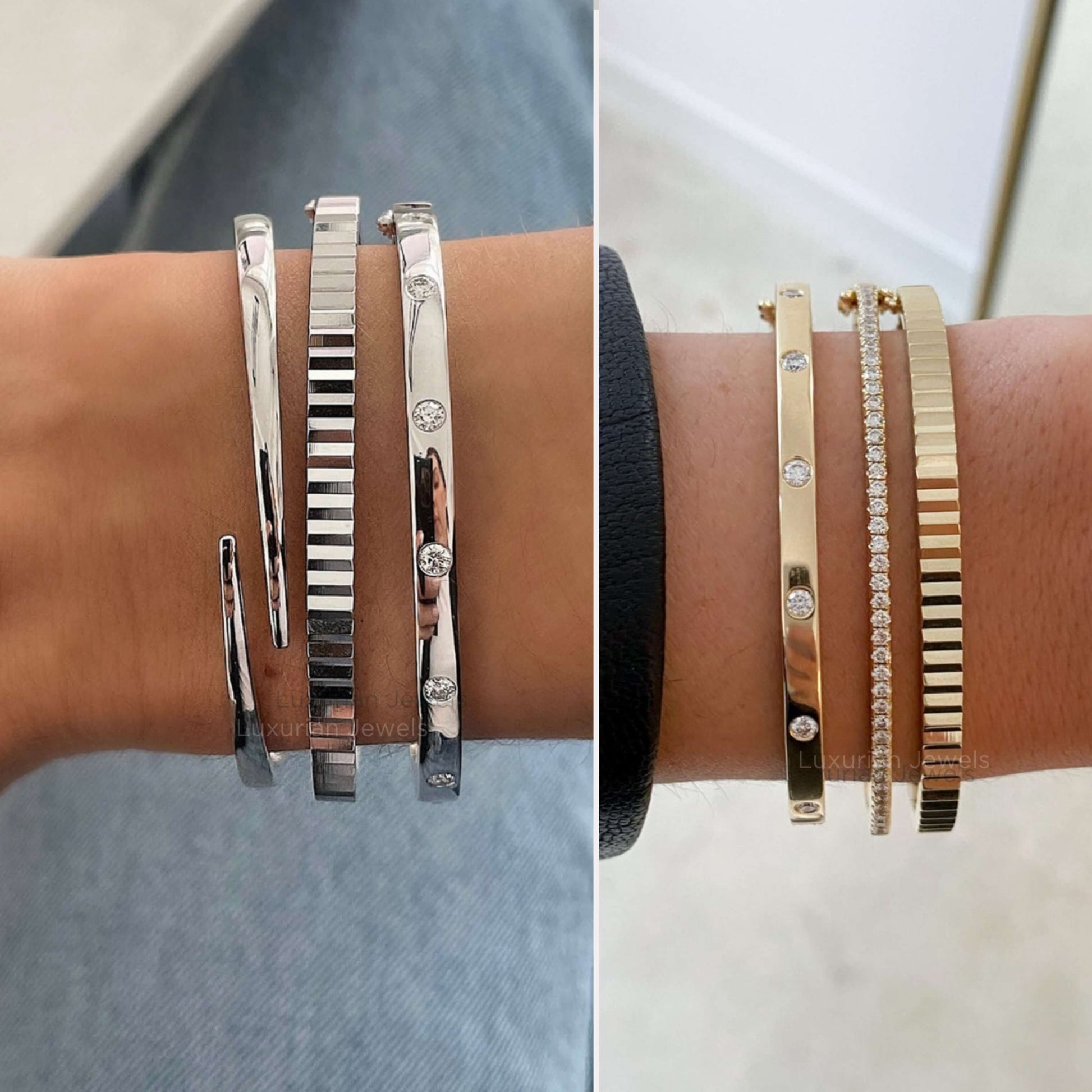Flush Set Bangle Bracelet