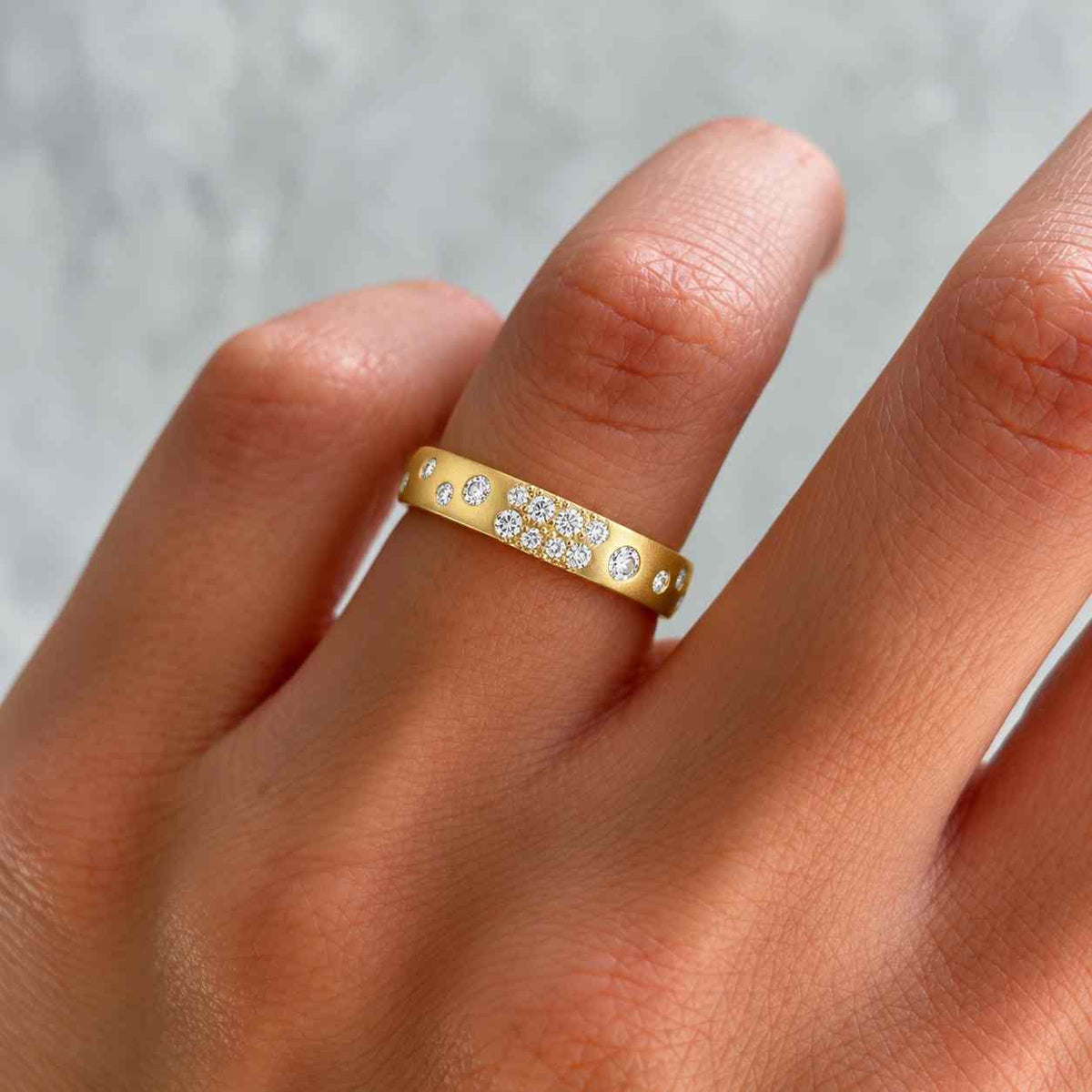 flush set lab diamond wedding band, ten stone wedding ring for men and women
