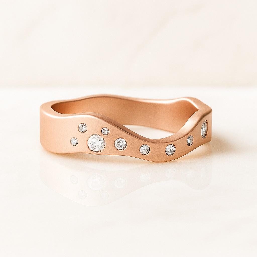 Flush Set Round Lab Grown Diamond His & Hers Matching Wedding Band