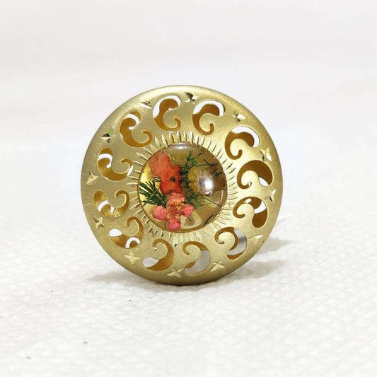 Flush Set Unisex Ring Antique Leaf Branch Ring