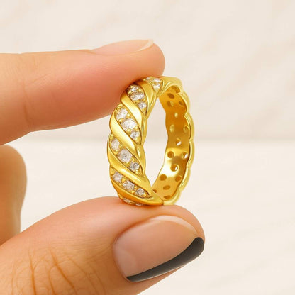 Flush Setting Ring Dome Style Ring Round Cut Moissanite Wedding Band Stackable Band