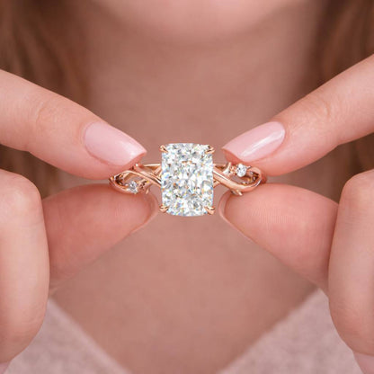 Forest Theme Twig Ring, Hidden Detail Leaf Ring