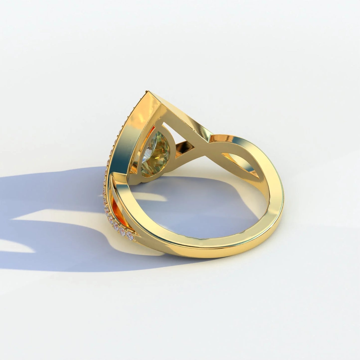freeform pear diamond ring