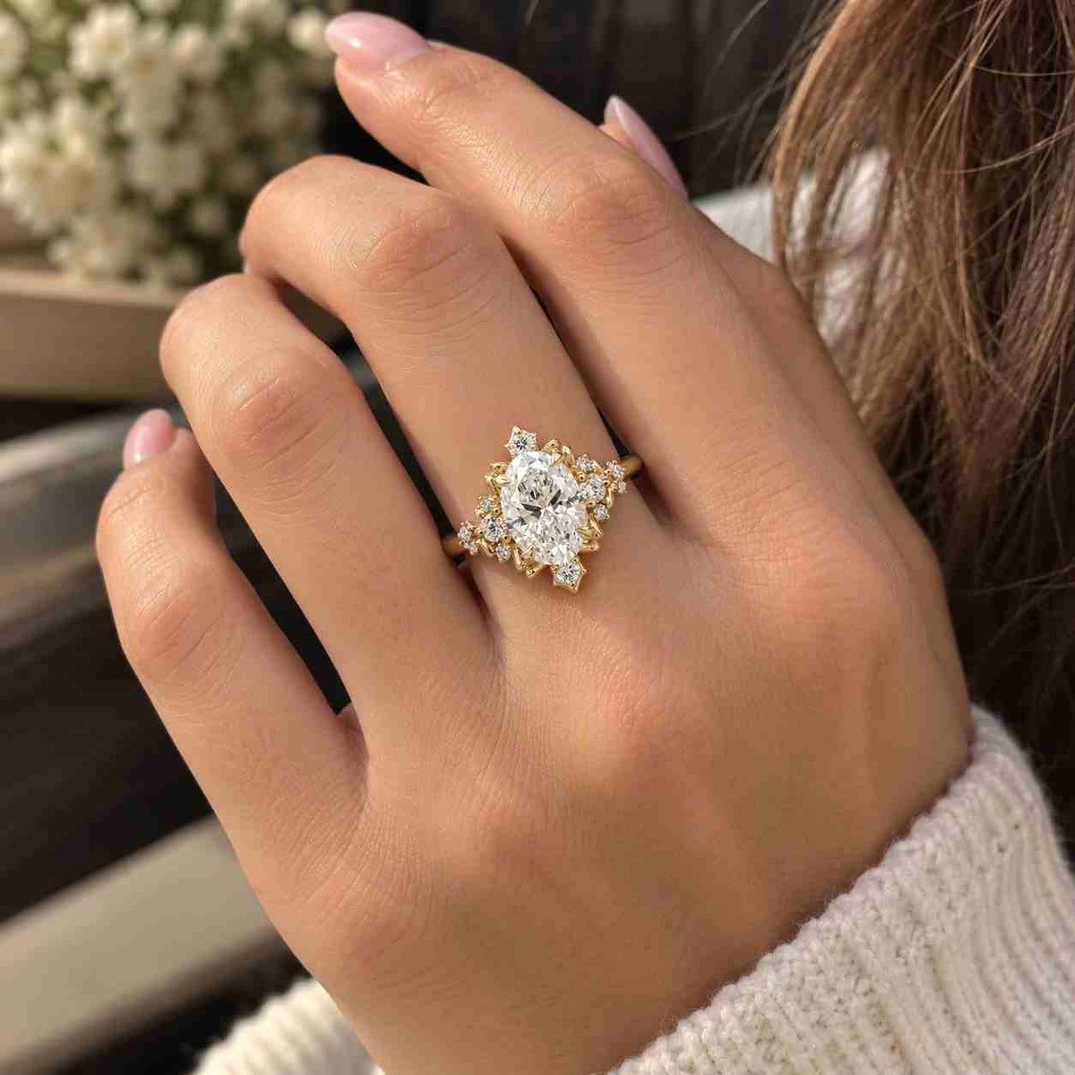 French antique daisy ring 18k gold sapphires and rose cut diamonds (circa 1900) halo