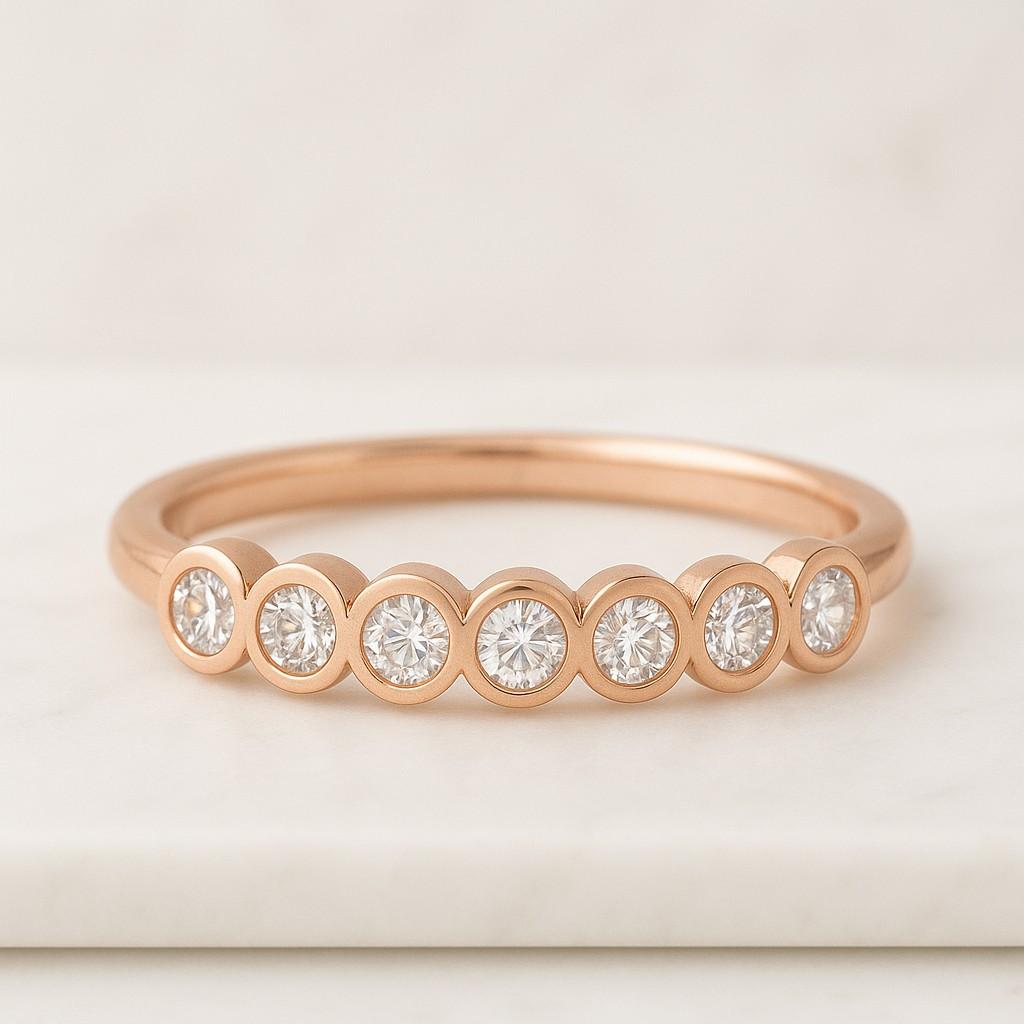 Full Eternity Bezel Set Lab Diamond Wedding Band, 14K Gold Moissanite or Lab Grown Diamond Eternity Ring