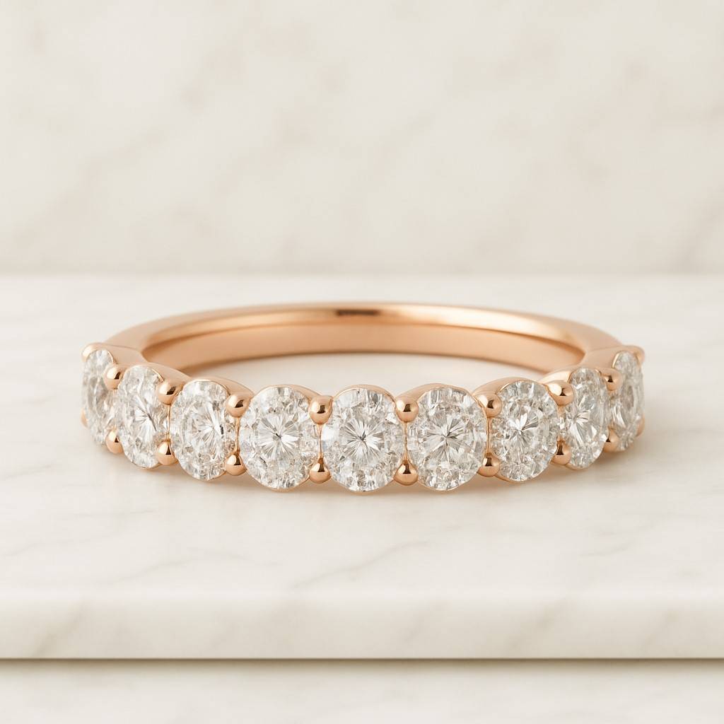 Oval Cut Lab Diamond Engagement Band Womens 925 Sterling Silver Wedding Band