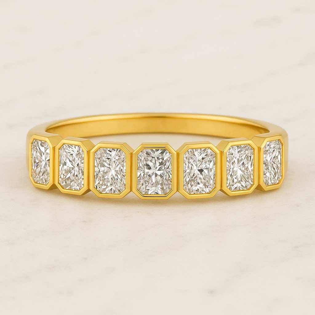 Fancy Promise Band Gift for Women Emerald Cut Moissanite Engagement Band