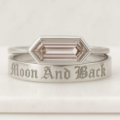 Full Bezel Wedding Proposal Surprise Ring Your Love 2CT Hexagon Cut Pink Bezel Lab Grown Engagement Ring