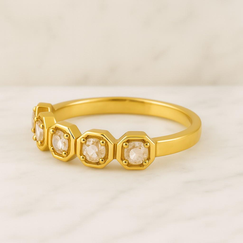 Full Eternity Band Ring Genuine Lab Grown Diamond Ring Unique Wedding Ring Round Rose Cut Diamond Ring Stackable Ring