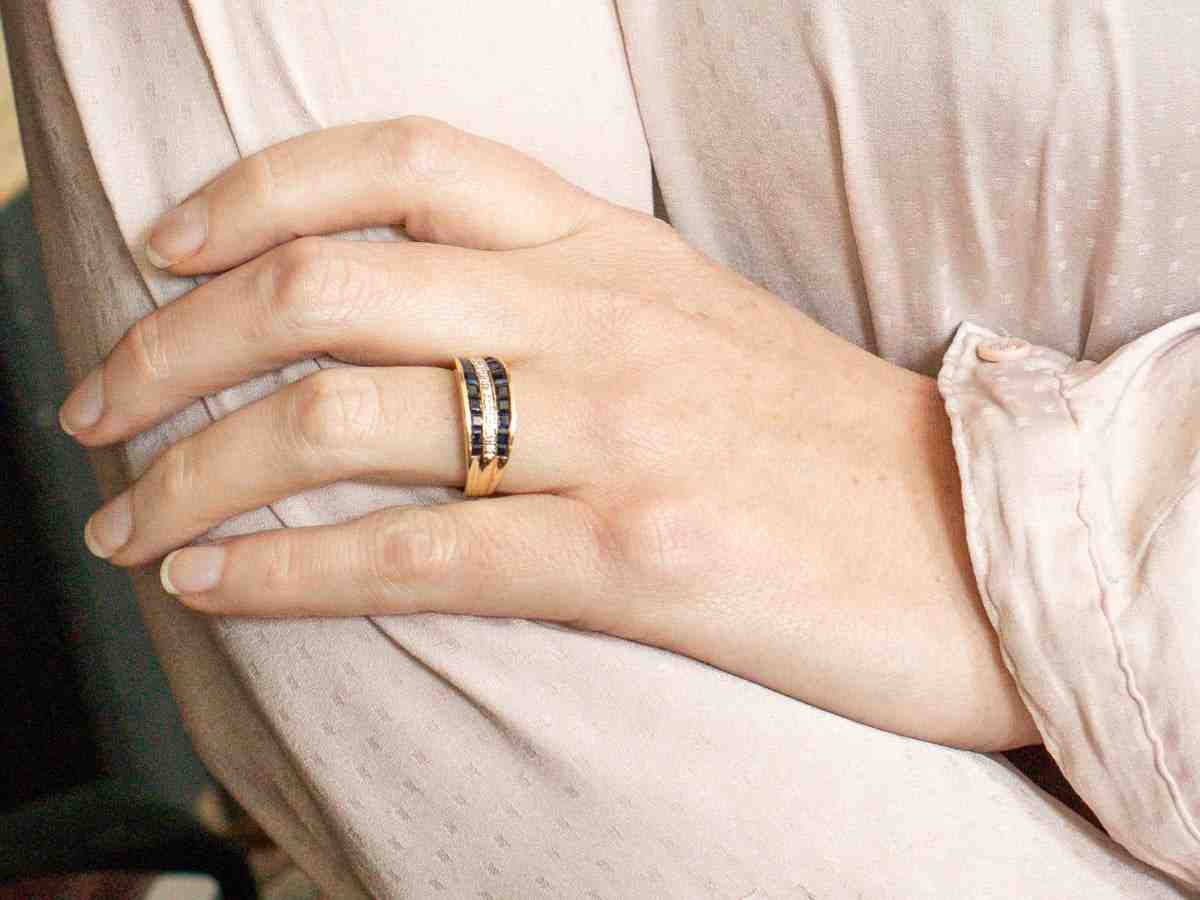 Full Eternity Princess Cut Birthstone Diamond Wedding Band