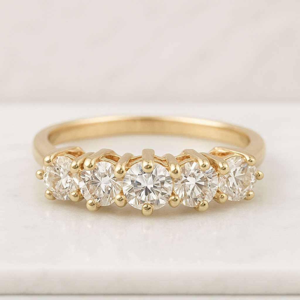 Full Eternity Shared Prong Set Wedding Band Round Brilliant Cut Anniversary Band Minimalist Stackable Band Luxurious Jewelry