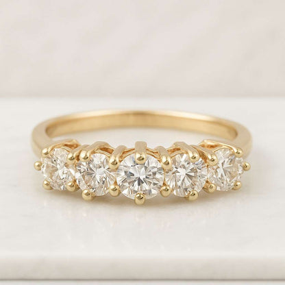 Full Eternity Shared Prong Set Wedding Band Round Brilliant Cut Anniversary Band Minimalist Stackable Band Luxurious Jewelry