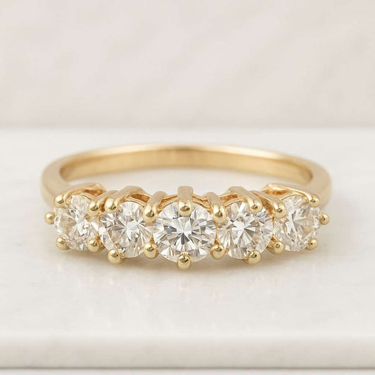 Full Eternity Shared Prong Set Wedding Band Round Brilliant Cut Anniversary Band Minimalist Stackable Band Luxurious Jewelry