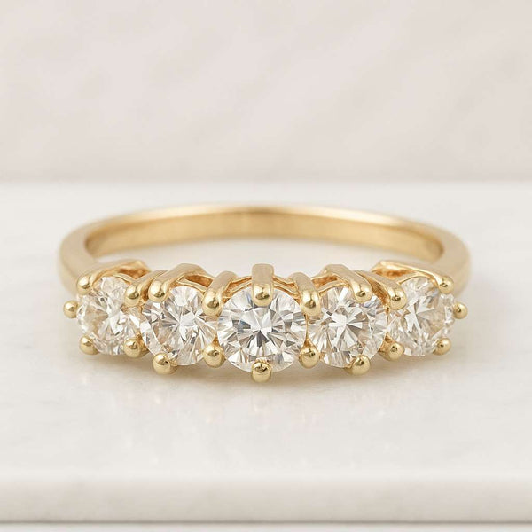 Full Eternity Shared Prong Set Wedding Band Round Brilliant Cut Anniversary Band Minimalist Stackable Band Luxurious Jewelry
