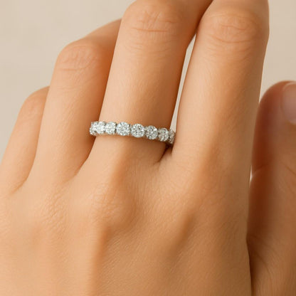 Full Eternity U Prong Set Wedding Band Round Brilliant Cut Moissanite Band Matching Band For Engagement Ring Ring Gift For Women