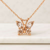 18K Morganite And Diamond Butterfly Pendant Necklace